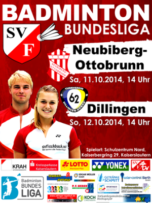 Bundesliga Badminton Spielplakat Neubiberg-Ottobrunn SV Fischbach Dillingen